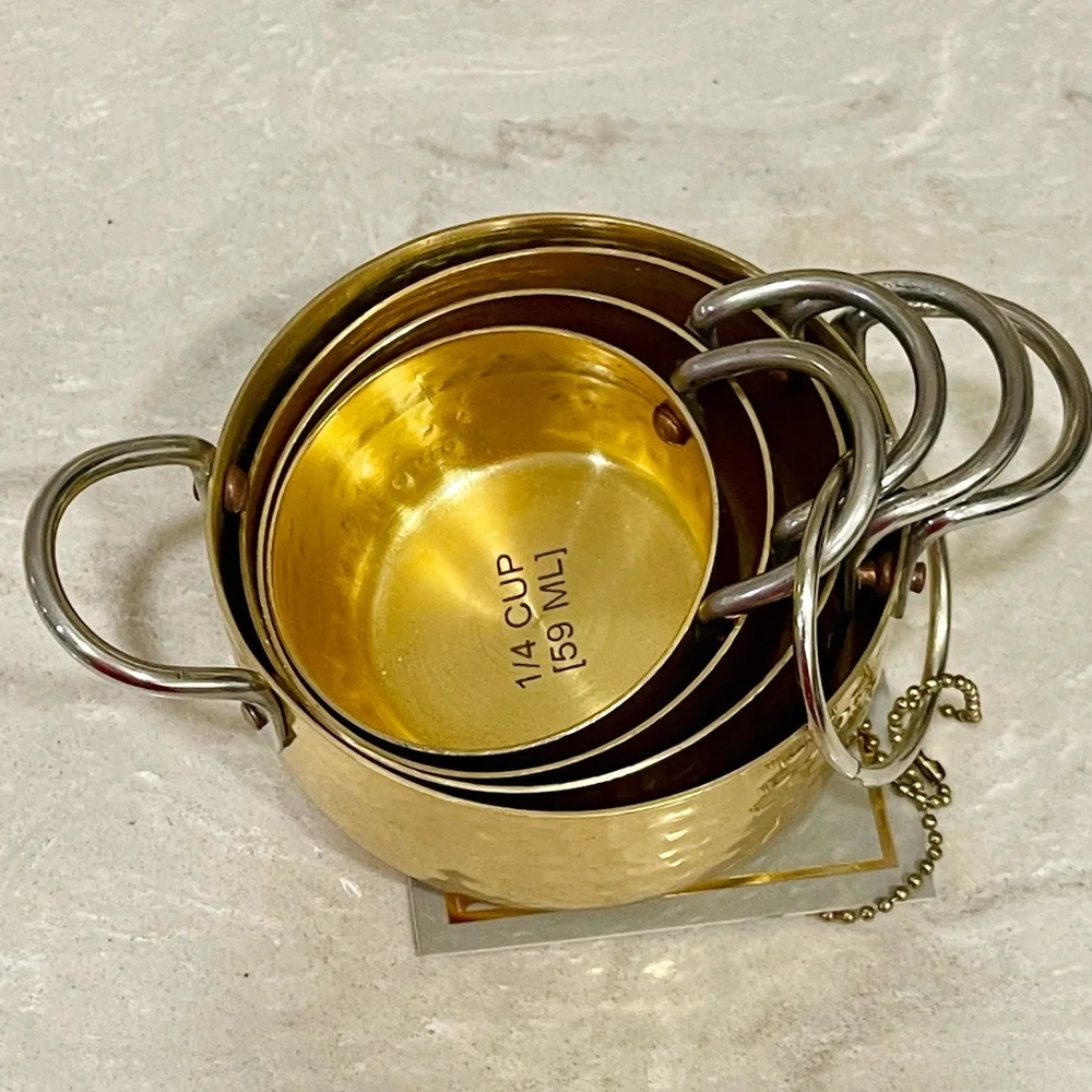 NEW Trendy Hammered Gold Measuring Cups, Nesting kitchen Tools, perfect gifts! - Picture 3 of 6
